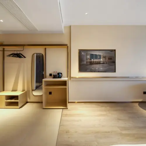Chambre double Yueya [Literie confort + Sèche-cheveux à contrôle de température intelligent + Oreiller à mémoire de forme en latex]