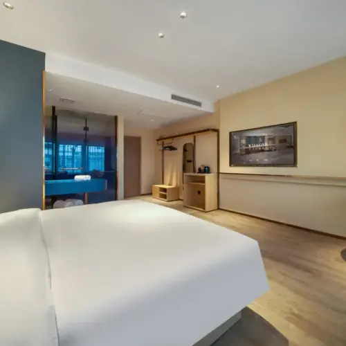 Chambre double Yueya [Literie confort + Sèche-cheveux à contrôle de température intelligent + Oreiller à mémoire de forme en latex]